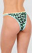 Cheeky Groen Leopard Bikini Broekje met Gele en Blauwe Bandjes