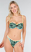 Groene Leopard Bikini Top met Gele en Blauwe Bandjes
