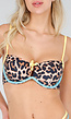 Leopard Bikini Top met Gele en Blauwe Bandjes