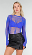 Blauwe Mesh Fishnet Body met Stretch
