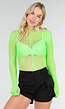 Neon Groene Mesh Fishnet Body met Stretch