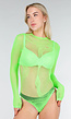 Neon Groene Mesh Fishnet Body met Stretch