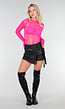 Neon Roze Mesh Fishnet Body met Slangenprint