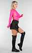 Neon Roze Mesh Fishnet Body met Slangenprint