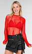 Rode Mesh Fishnet Body met Slangenprint