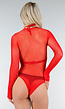 Rode Mesh Fishnet Body met Slangenprint
