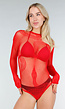 Rode Mesh Fishnet Body met Slangenprint