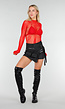 Rode Mesh Fishnet Body met Slangenprint