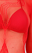 Rode Mesh Fishnet Body met Slangenprint