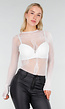 Witte Mesh Fishnet Body met Stretch