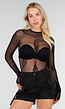 Zwarte Mesh Fishnet Body met Slangenprint