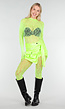 Neon Groene Transparante Fishnet Bodystocking met Open Rug