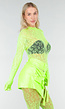 Neon Groene Transparante Fishnet Bodystocking met Open Rug