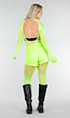 Neon Groene Transparante Fishnet Bodystocking met Open Rug