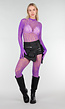 Paarse Mesh Bodystocking met Lange Mouwen