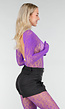 Paarse Mesh Bodystocking met Lange Mouwen