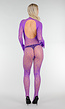 Paarse Mesh Bodystocking met Lange Mouwen