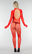 Rode Mesh Bodystocking met Open Rug en Stretch