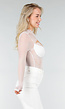 Witte Kanten Body met Lange Mouwen en Beugel