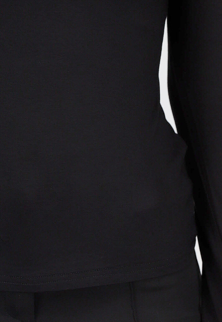 Zwarte One Shoulder Top met Lange Mouwen en Ring