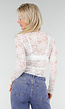 Witte Kanten Mesh Top met Stretch en Col