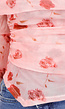 Roze Off Shoulder Mesh Top met Bloemenprint