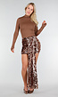 Bruin Bronzen Pailletten Rok Set met Top