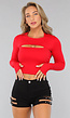 Rode Cropped Bolero met Duimgaten