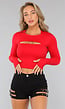 Rood Cropped Bolero met Duimgaten