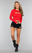 Rood Cropped Bolero met Duimgaten