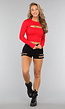 Rood Cropped Shirtje met Duimgaten
