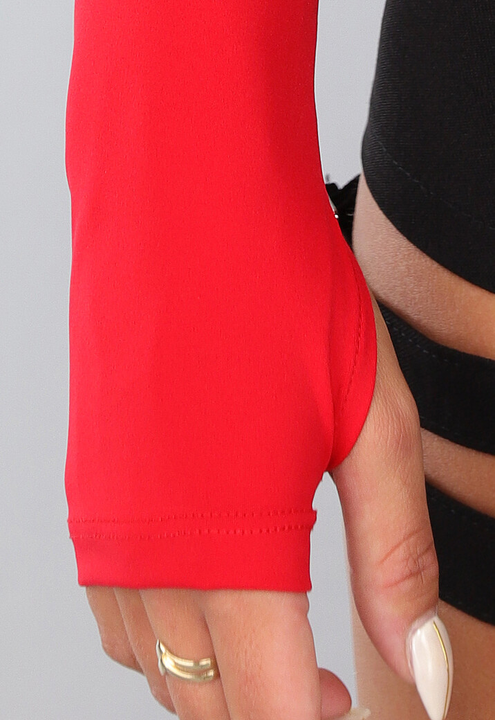 Rood Cropped Shirtje met Duimgaten