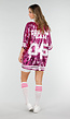 Roze Oversized Pailletten Jersey Top met V Hals