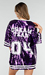 Paarse Oversized Pailletten Jersey Top met V Hals