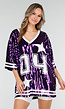Paarse Oversized Pailletten Jersey Top met V Hals