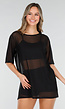 Zwart See-Through Cover-up T-Shirt met Stretch