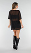 Zwart See-Through Cover-up T-Shirt met Stretch