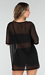 Zwart See-Through Cover-up T-Shirt met Stretch