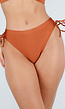 Brons Hoog Uitgesneden Bikini Broekje met Strik