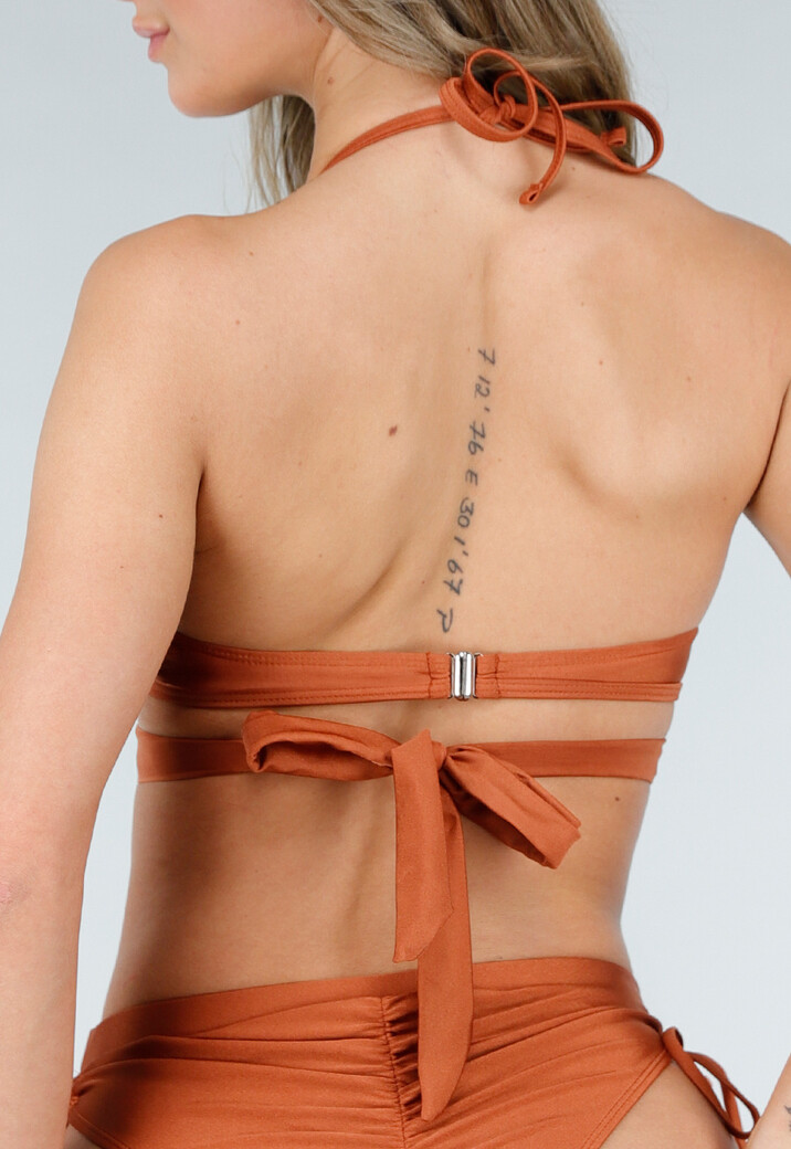 Bronzen Halter Bikinitop met Overslag