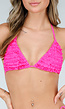 Neon Roze Triangel Bikinitop met Ruches