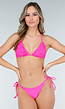 Neon Roze Triangel Bikinitop met Ruches