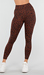Bruine High Waist Sportlegging met Panterprint