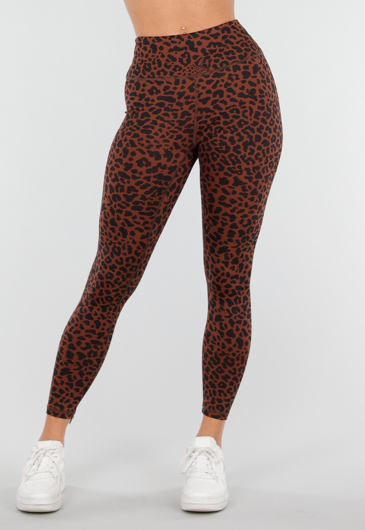 Bruine High Waist Sportlegging met Panterprint