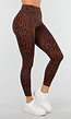 Bruine High Waist Sportlegging met Panterprint