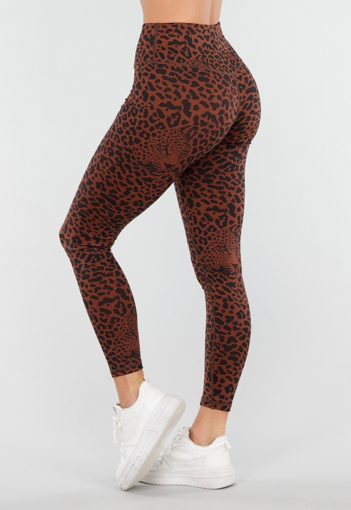 Bruine High Waist Sportlegging met Panterprint