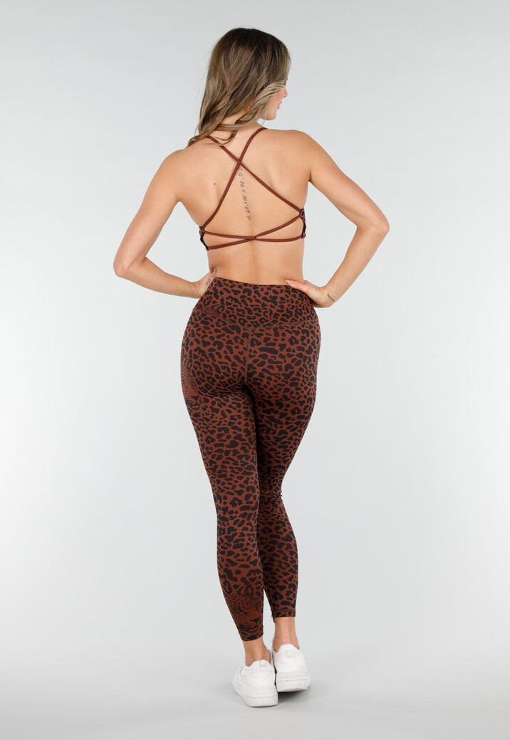 Bruine High Waist Sportlegging met Panterprint