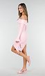 Lichtroze Korte Off Shoulder Bodycon Jurk met Stretch