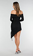 Zwarte Korte Off Shoulder Bodycon Jurk met Stretch