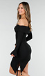 Zwarte Korte Off Shoulder Bodycon Jurk met Stretch